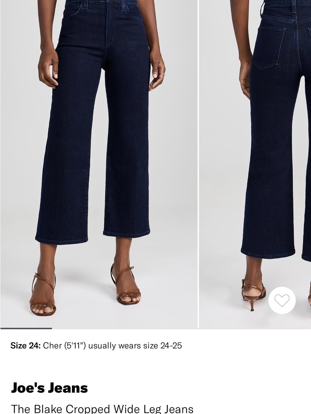 Joe's Jeans Dark Indigo Cropped Wide-Leg Jeans